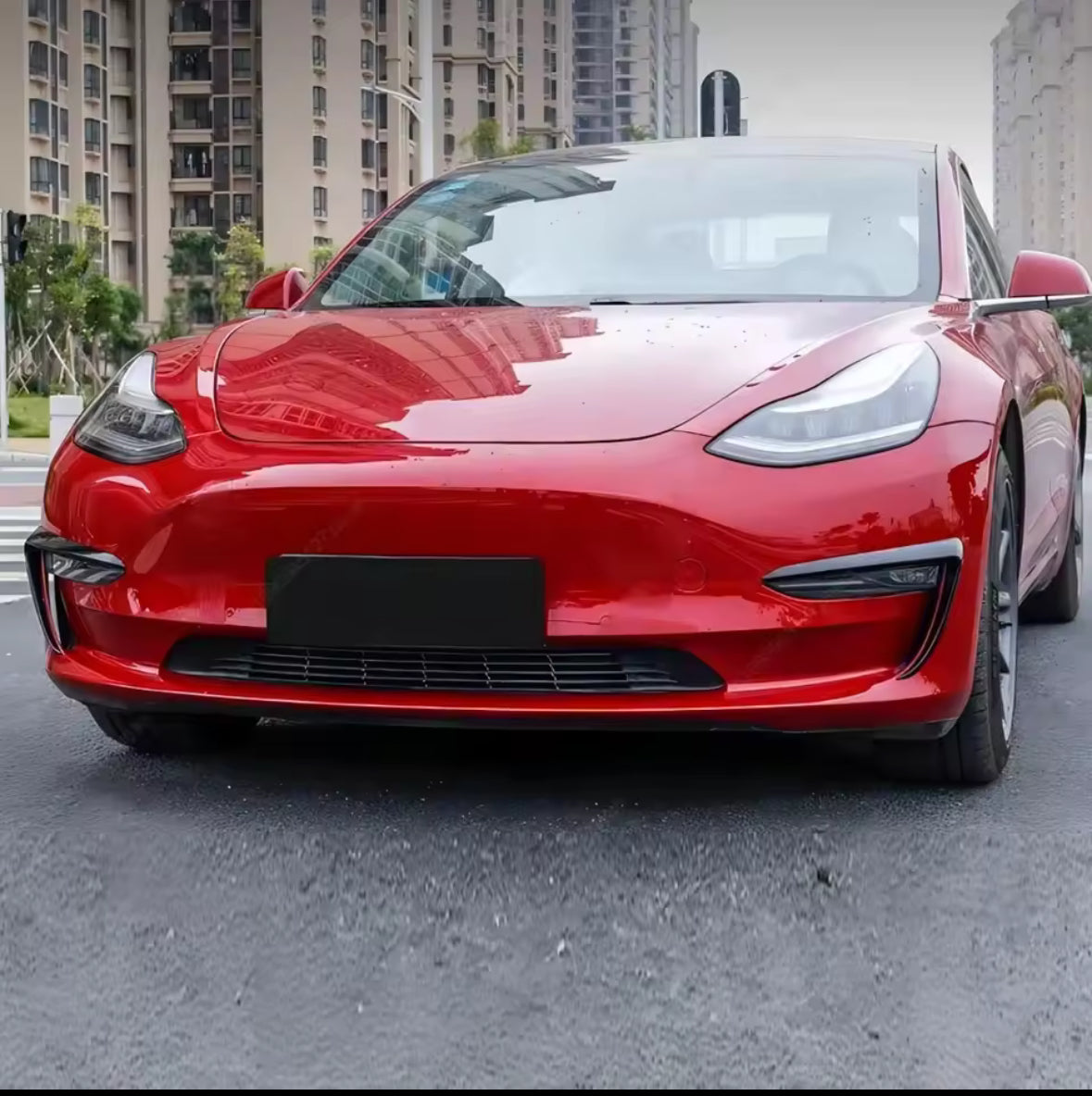 2Pcs Front Bumper Side Canards Gloss Black For Tesla Model 3 2017-2023