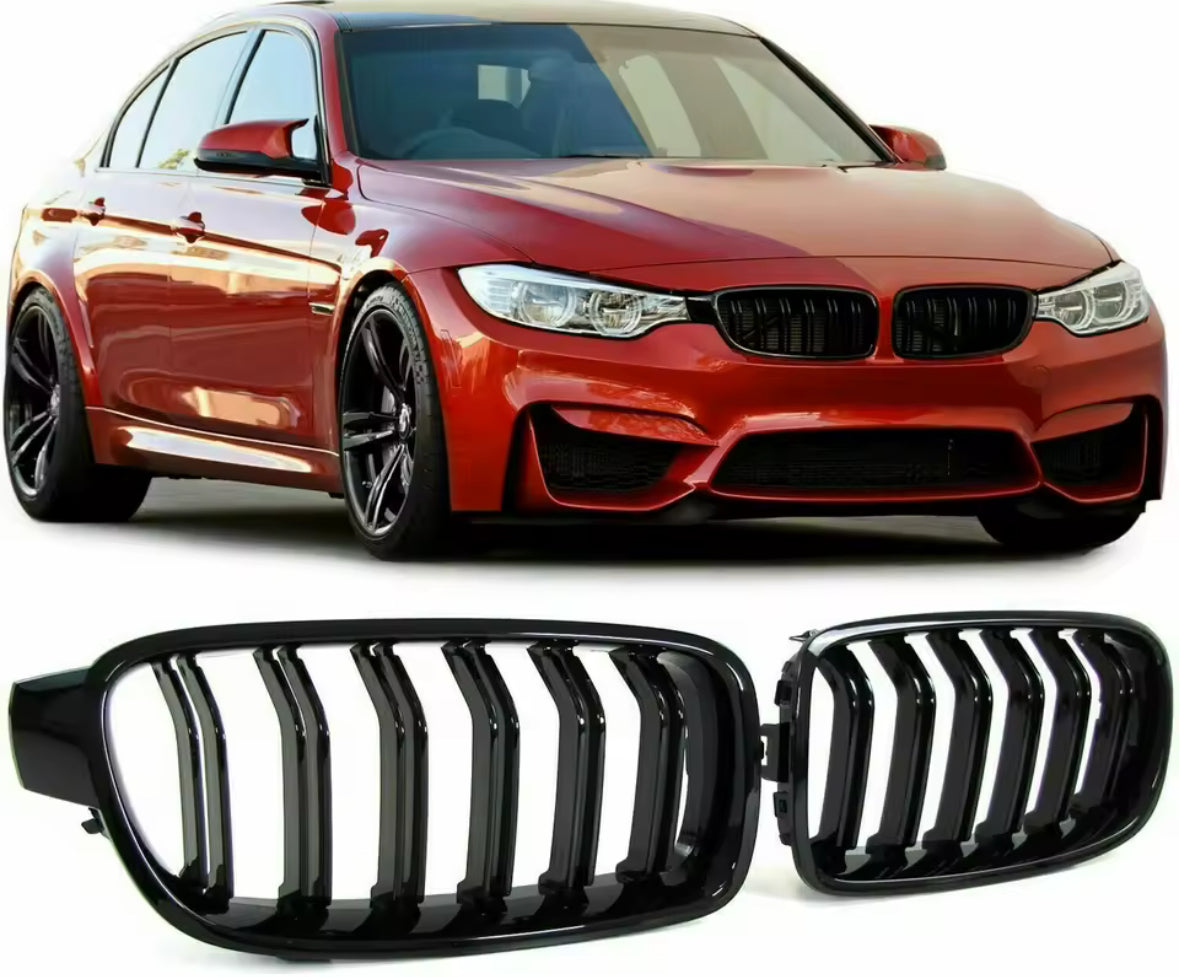 BMW 3 Series Kidney Grille GLOSS BLACK Dual LINE F30 F31 2012-2018